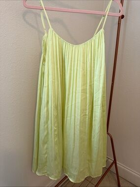 Lime Satin Slip Dress with Adjustable Spaghetti Straps